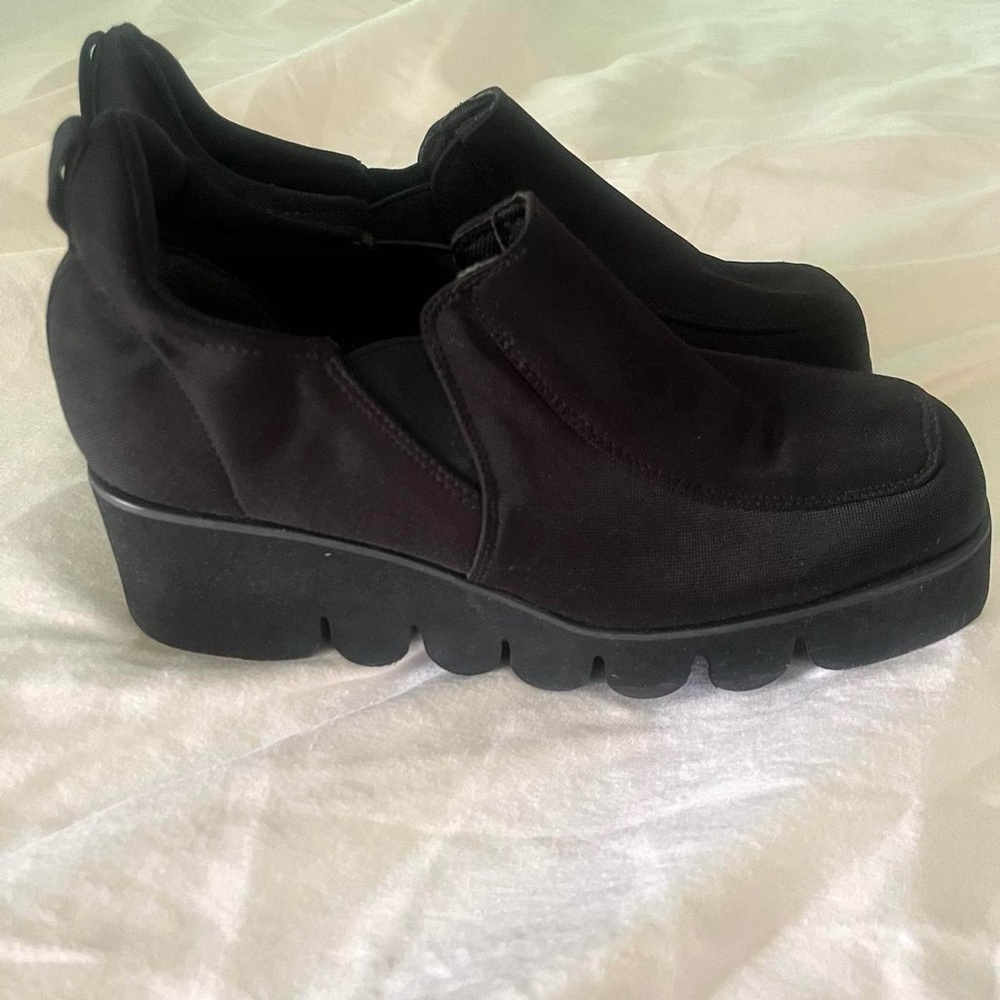 Cool and weird futuristic chunky slip on black wedge platform heels - Picture 7 of 11